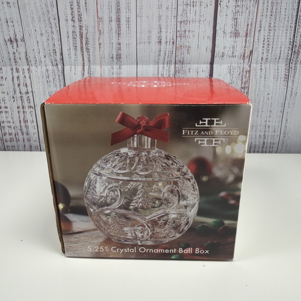 VTG Fitz & Floyd Crystal Christmas Ornament Trinket / Candy Dish